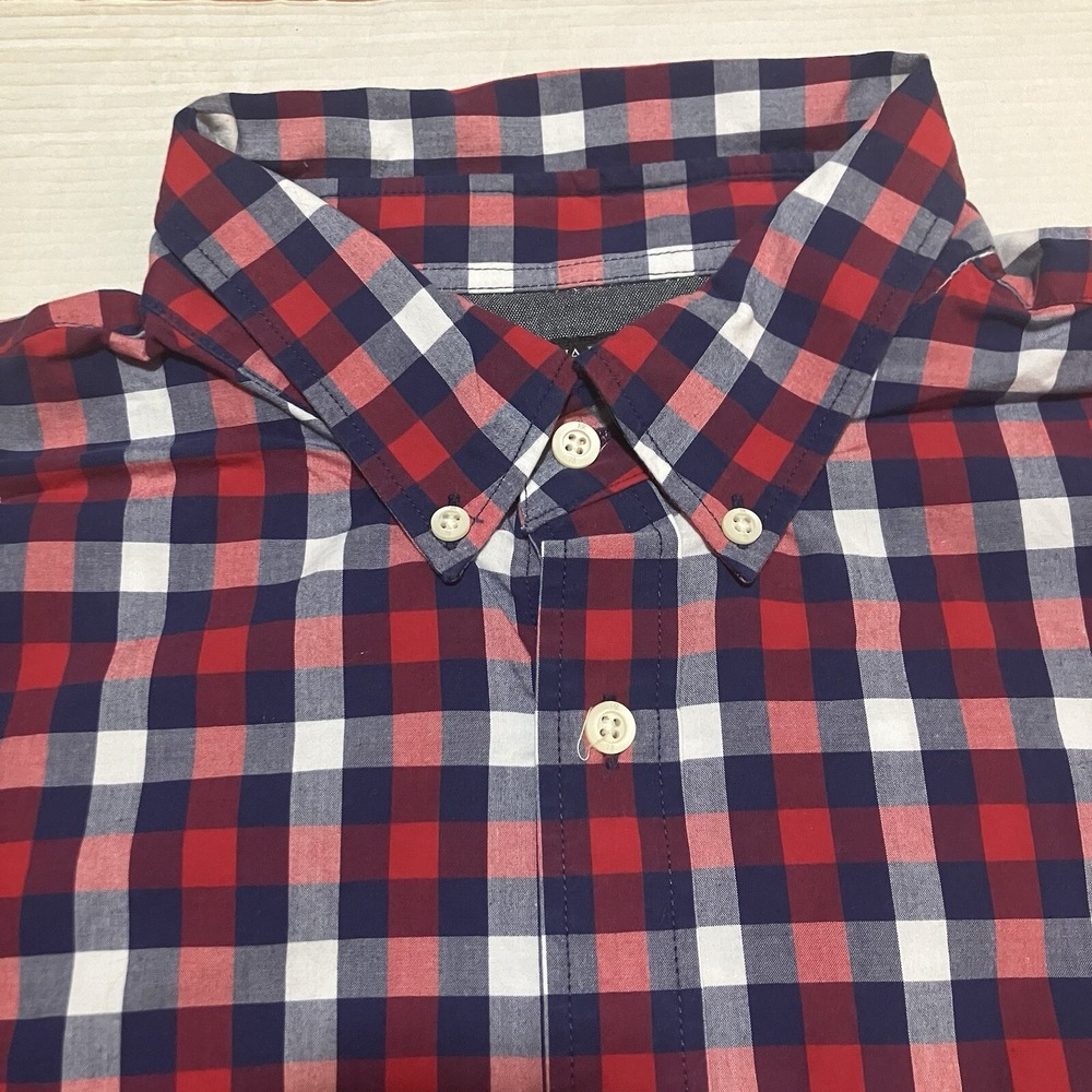 Banana Republic Men Button Down Blue Plaid Soft Wash Checkered Size XL Casual